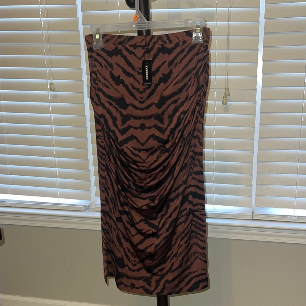 Express Brown and Black Pencil Skirt